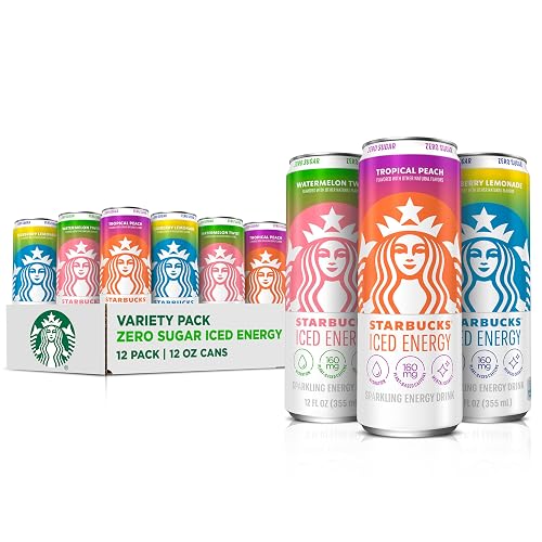 Starbucks Iced Energy Drink, 3 Flavor Variety, 12 Fl Oz Cans (Pack of 12) | Zero Sugar Energy Drink, Plant Based Caffeine, Hydration, Mental Clarity