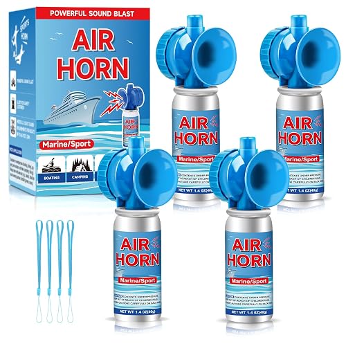 4Pcs Air Horn 1.4oz, 120dB Mini Small Loud Safety Bear Horn | Coast Guard Approved Marine Boat Air Horn, Sports Victory Celebration & Outdoor Camping Emergency Alarm