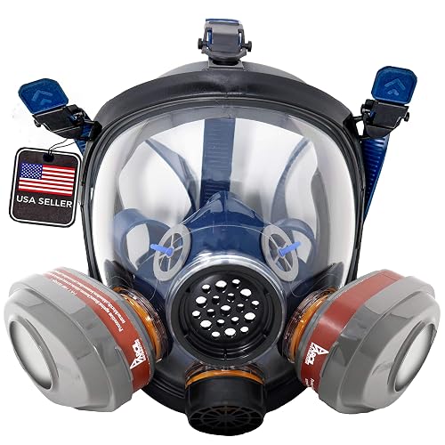 Parcil Distribution Full Face Respirator Mask - Air Purifying, Organic Vapor & Particulate - Industrial Use - CE Tested