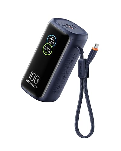 Coowisty 100W Laptop Power Bank, 20000mAh USB C Portable Charger | Compact design, USB-C carry strap, digital display, 74Wh airline-friendly battery for travel. Fast charging for phone/tablets
