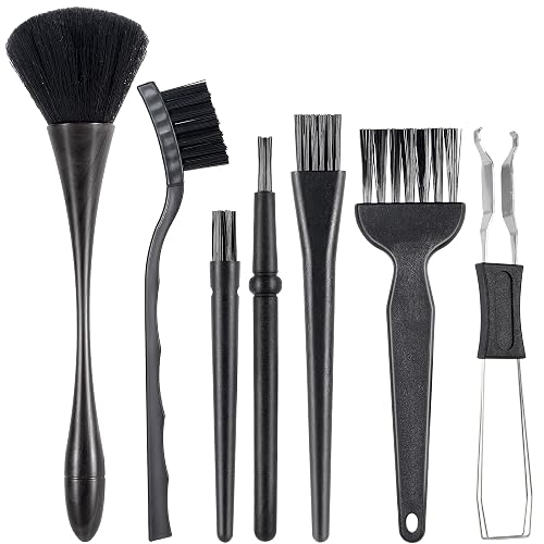 SIMPOR 7 Pcs Anti Static Brush Set with Keycap Puller, PC Computer Electronics Keyboard Cleaning Kit, Nylon Keyboard Cleaning Brush Cleaner for Mechanical Keyboard, PCB, Camera, Car Vents
