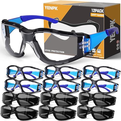 YENPK Anti Fog Safety Glasses for Men, Protective Eyewear with Foam Seal | Scratch & Impact Resistant, UV400 Protection, ANSI Z87.1 Certified, Wrap Around with Foam Gasket for Work Construction Lab