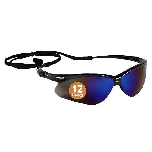 Ansell KleenGuard V30 Nemesis Blue Lens with Mirror Coating Safety Glasses
