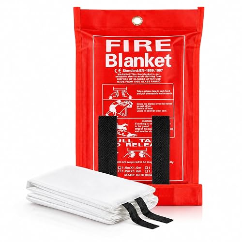 FX FERNIX Fire Blanket for Home and Kitchen – 40" x 40" Emergency Fire Suppression Blankets, Fiberglass Flame Retardant Safety Blanket for Kitchen, Grill, Camping, Car & Fireplace