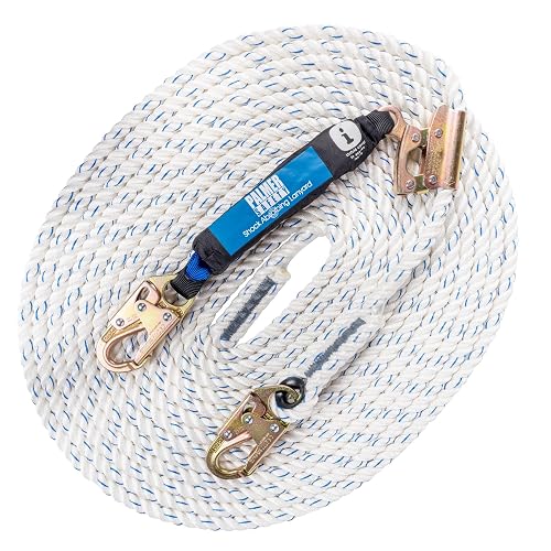 Palmer Safety Vertical Lifeline Assembly - 50FT Rope Harness Safety Lanyard with Rope Grab - Fall Protection Kit