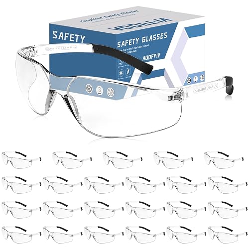 AOOFFIV 24 Pack ANSI Z87 Safety Glasses Clear Lens Protective Eyewear | Soft Silicone Arms, Polycarbonate Lens, Anti-Impact, Anti-scratch, Bulk Safety Glasses for Construction, Laboratory, DIY
