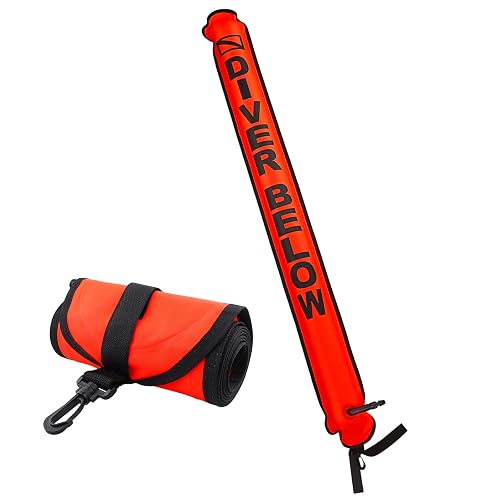 Surface Marker Buoy Scuba, High Visibility Close Bottom SMB Signal Tube | Safety Sausages for Scuba Diving with Reflective Strip and Plastic Clip, Inflatable Dive Marker Buoy for Diving, Snorkeling