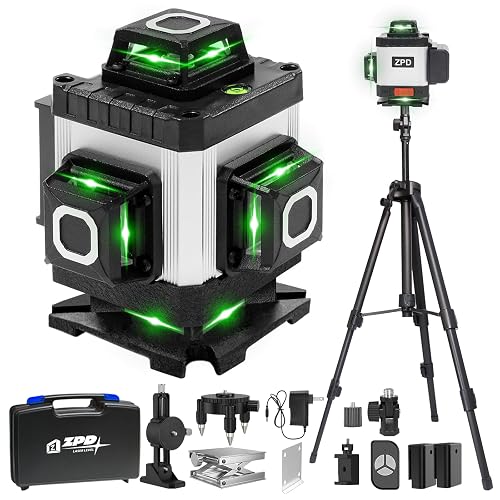 ZPD Laser Level with Tripod, 4x360 Self Leveling Laser Level for Renovation | 16 Line Lazer Leveler Tool, Full Room Coverage, Ideal for Tiling, Construction and Picture Hanging