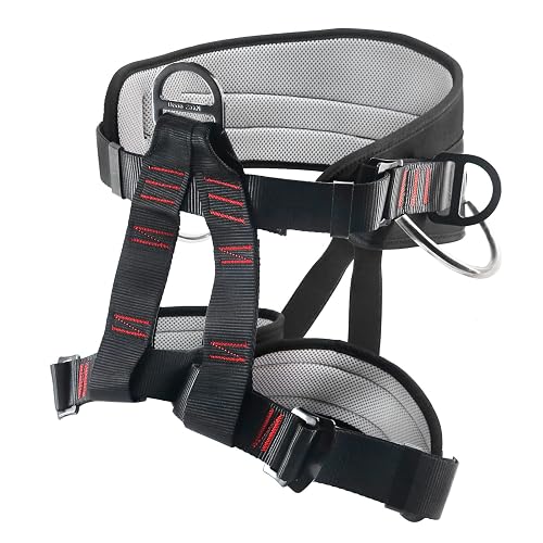 NewDoar Climbing Harness, CE UIAA Certified Half Body Harness for Rock Climbing, Mountaineering, Rappelling, Fire Rescuing, Tree Climbing, Adjustable Thickness Safety Waist Belt