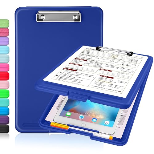 Sooez Clipboard with Storage, Plastic Nursing Clip Boards 8.5x11 | Durable Clipboard Binder Folder, Portable, Hangable, Low Profile Clip for A4 Letter Size Paper, Office & School Supplies