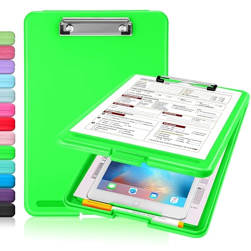 Sooez Clipboard with Storage, Plastic Nursing Clip Boards 8.5x11 | Durable Clipboard Binder Folder, Portable, Hangable, Low Profile Clip for A4 Letter Size Paper, Office & School Supplies