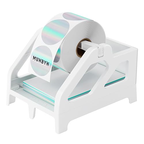 MUNBYN Label Holder for Rolls and Fan-Fold Labels, White | Thermal Sticker Roll Holder, For Desktop Thermal Printer, Shipping Supplies Industrial Paper
