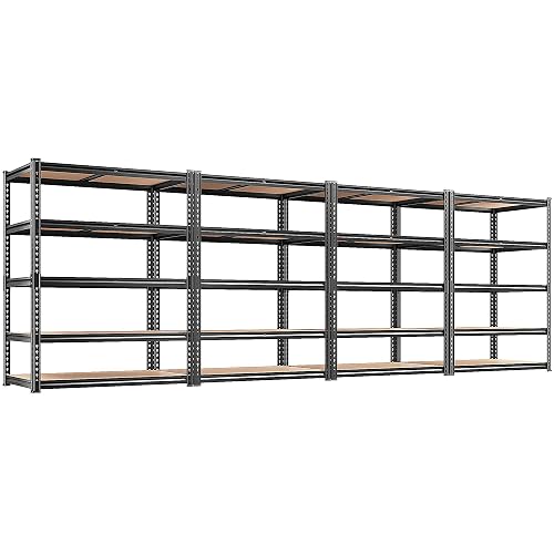 REIBII 4 Pack Storage Shelves,5 Tier Heavy Duty Metal Garage Shelving | 5 Tier Freestanding Metal Shelving,2400 LBS Per Unit,72"H x 36"W x 16"D Each,Adjustable for Warehouses,Stockrooms & Retail