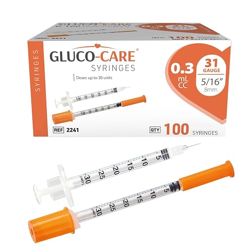 GLUCO-CARE 0.3 ml/cc 31G x 5/16" (8mm) Lab Dispensing Syringes 100 pcs/box | Clear Barrel, Bold Scale, Smooth Plunger Movement with Back-End Stopper, Lab & Industrial Use