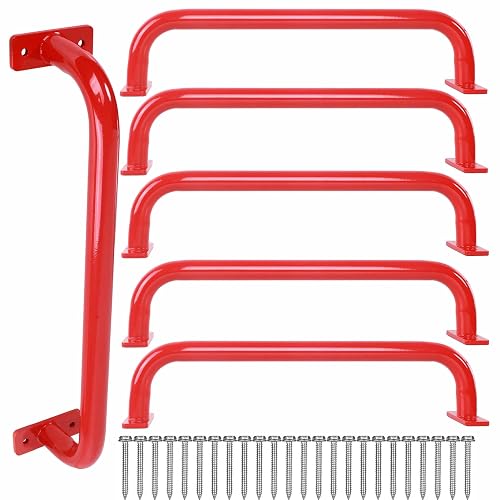 ESPETS 17 Inch 6 Pieces Red Outdoor Metal Safety Playground Handles | Weather-resistence Playground Equipment, Swing Set Attachment Grab Handle, Indoor and outdoor use Monkey Bars