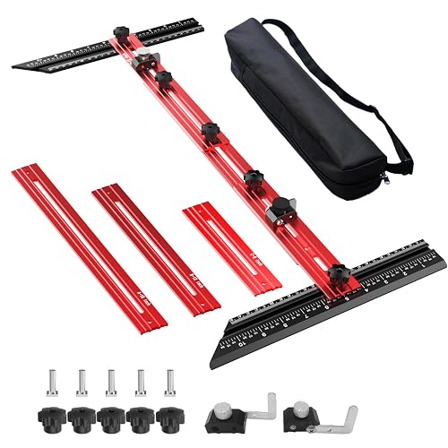 Puriwood Stair Tread Template Tool – Stair Tread Gauge Jig, Aluminum Alloy Measuring and Scribe Tool for Accurate Angle, Depth, and Length Measurement of Stairs, Risers, and Partitions