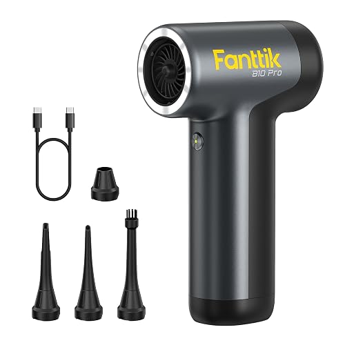 Fanttik B10 Pro Electric Air Duster (Grey) | 110,000RPM Brushless Motor, One-Tap Booster, 3-Speed Adjustable Control for PC, Keyboard & Electronics