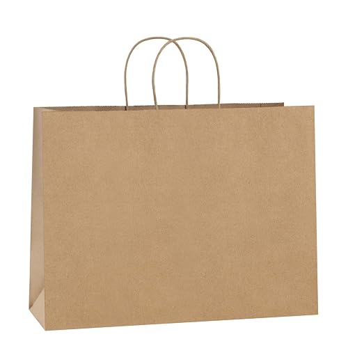 BagDream Kraft Paper Bags with Handles 16x6x12 Inch Brown 50 Pack Bulk | Large, Recycled, Sturdy Handles, For Gift Packaging, Party Favor, Boutiques, Craft, Grocery, Shopping, Retail, Small Business