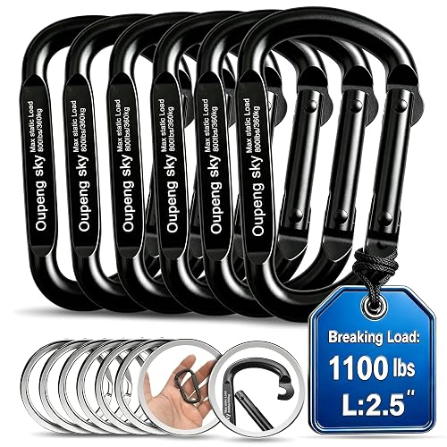 Carabiner Clip - Heavy Duty Carabiners,Carabeaner D Ring Shape,Small 2.5" 800lbs,Large 3" 13KN (2922 lbs),Key Chain Clip Hook for Camping, Hiking,Backpacking or Other Outdoor Activities.
