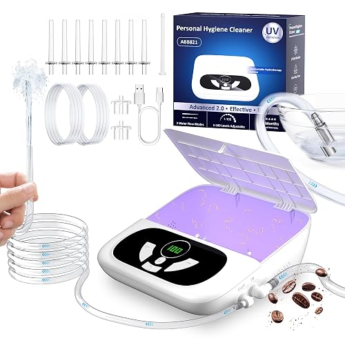 OILSAO Electric Enema Kit, 2 Spray Modes, UV-C Storage Box, 18 Nozzles | Colon Cleanse System, 100 Adjustable Pressure for Personal&Daily Care, LCD Display, External Water Supply, Wateproof
