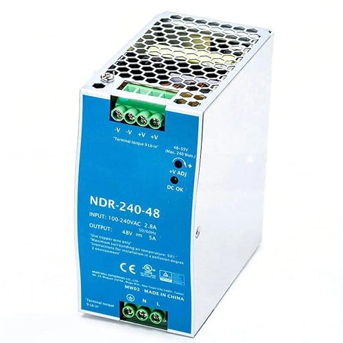 NDR-240-48 48V 5A 240W DIN Rail Power Supply, High Efficiency, for Industrial Applications