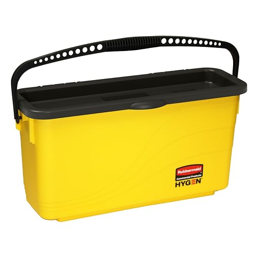 Rubbermaid Commercial Products HYGEN Charging Bucket Microfiber Mops, 18-in | Molded-In Grates, Handle and Lid, for Janitorial/Professional Cleaners and Heavy-Duty Industrial Mopping/Cleaning