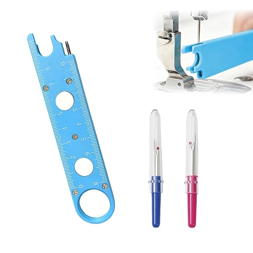 Jack 4 in 1 Needle Threader with Magnet Tool， Sewing Machine Threader，Multifunctional Sewing Supplies with Two Seam Rippers(Blue)
