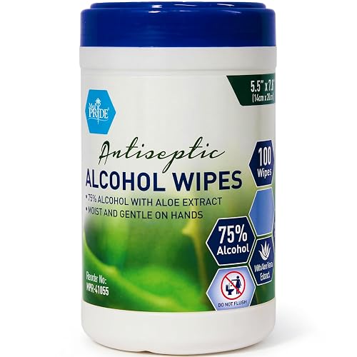 MED PRIDE Alcohol-Based Disinfectant Wipes with Aloe Vera, 100-Count Pack