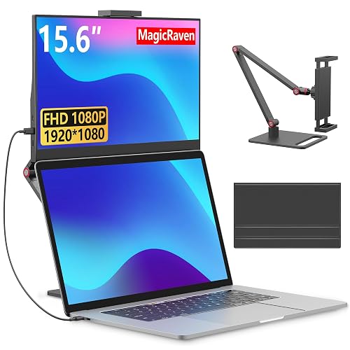 MagicRaven Portable Monitor, IPS Laptop Screen Extender | Computer Gaming Display, Travel Monitor for Laptop Mac PS4/5 Xbox Switch PC Phone - 15.6 Inch