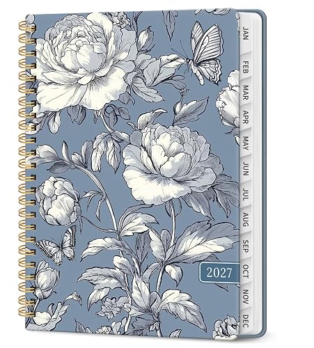 ZOTIA 2027 Planner, Jan 2027 - Dec 2027 Monthly & Weekly Calendar Planner | 6.3" x 8.5", Butterfly Peony Daily Agenda Planner with Tabs, Spiral Organizer for Office & School