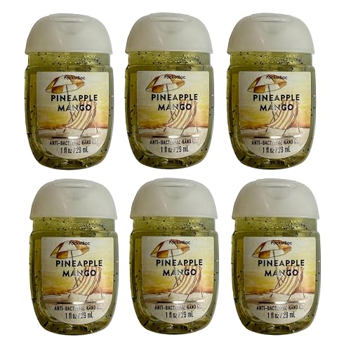 Bath and Body Works Classic and Seasonal Scents Pocketbac Hand Gel - Pack of 6-1 oz each (Pineapple Mango)