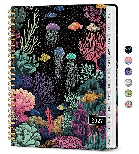 ZOTIA 2027 Planner, Jan 2027 - Dec 2027 Monthly & Weekly Calendar Planner | 6.3" x 8.5", Reef Night Daily Agenda Planner with Tabs, Spiral Organizer for Office & School