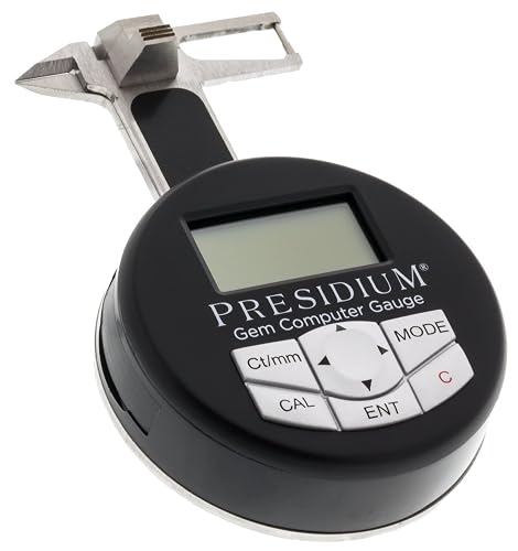 Presidium Gem Computer Gauge (PGCG) | Digital Gemstone Caliper with Carat Weight Estimation, 0.01mm Precision, 9 Cut Identification, USB PC Connectivity, Portable Jewelry Measuring Tool