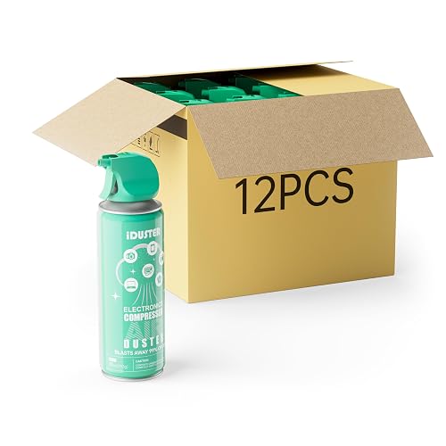 iDuster Compressed Air Duster for Keyboard - 10oz Canned Air for Electronics, 12 Packs