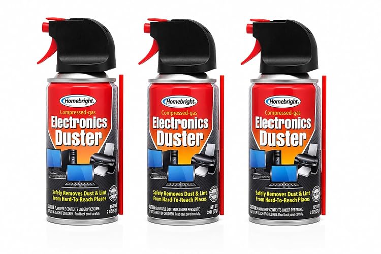 Homebright Compressed-Gas Electronics Duster, 3 Pack, 2 oz | Precision Straw Included, Removes Dust & Lint, Hard-to-Reach Areas, Safe for Electronics, Computers & Cameras
