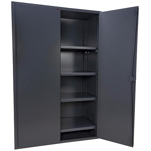 Jamco Heavy Duty Steel Storage Cabinet, Lockable Doors, 7200 lb Cap., Gray | 14-Gauge All-Welded Steel Cabinet, 4 Adjustable Shelves (1,800 Lbs Capacity Each), 24"D X 48"W X 74"H, Lockable,