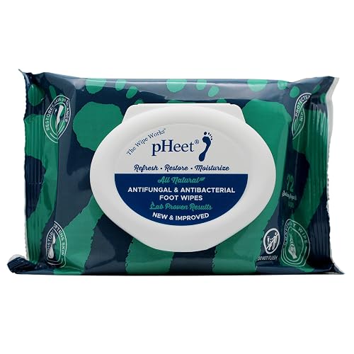 pHeet® Foot Wipes All-Natural Antifungal & Antibacterial Formula 72ct | Cleanses, Moisturizes, Prevents & Kills Athlete's Foot, Toenail & Foot Fungus, Odor & Improves Dry, Cracked, Flaky Skin