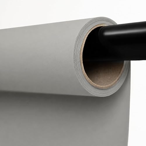 Kate Seamless Paper Backdrop for Photography Light Gray Photo Backdrop Paper (53''x32.8' Pursuit Grey)