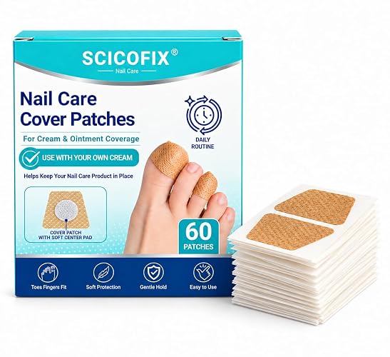 SCICOFIX Nail Care Cover Patches for Toenails & Fingernails, 60 Count | Use with your own nail cream or ointment; soft center pad covers the nail while adhesive surround helps keep it in place.