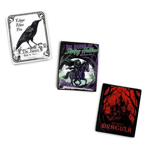 Steel Mill & Co. Ceramic Book Magnet Set of 3, Gothic Titles | Halloween Book-Shaped Fridge Magnets, Strong Hold Decorative Literary Magnets for Refrigerator, Locker, Office & Spooky Decor