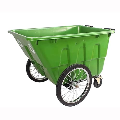 RFBXZPTADNU 400L Plastic Trash Cart with Wheels for Outdoor Janitorial | Outdoor Garbage Cart, Large Capacity Sanitation Waste Bin For Schools & Parks(F)