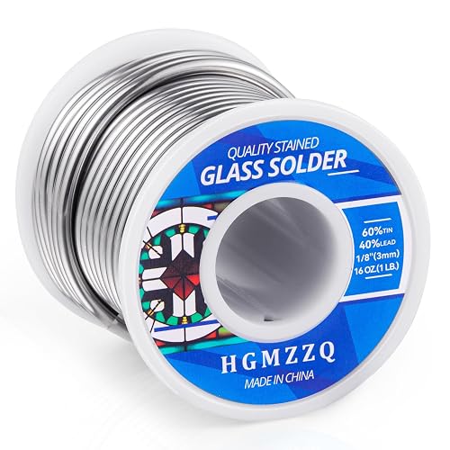 HGMZZQ 60/40 solder for stained glass,Industrial grade Solder for Glass Artisans,Dia 3mm (0.125") 1Roll(1)