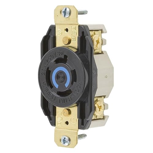 Hubbell Wiring Device-Kellems Locking Devices, Twist-Lock, Industrial, Flush Receptacle, 20A 3 Phase Delta 250V AC, 3-Pole 4-Wire Grounding, L15-20R, Screw Terminal, Black (Model: HBL2420)
