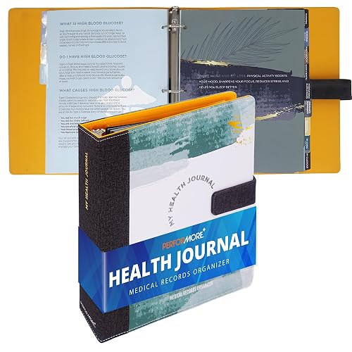 Performore Medical Records Organizer 3-Ring Binder with Tabs | My health journal record book for patients, caregivers and family