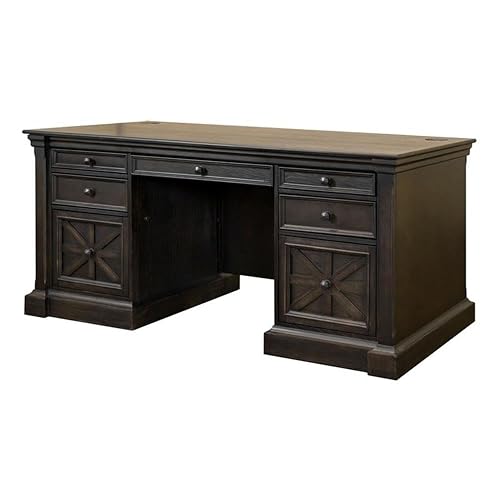 Martin Furniture 66" W Wood Double Pedestal Executive Desk Dark Brown