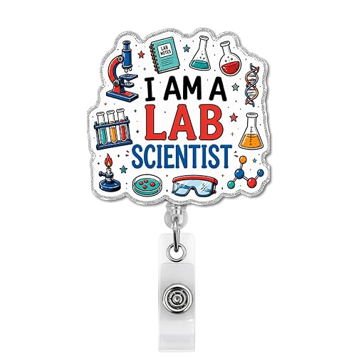 Cute Lab Scientist Badge Reel, Science ID Badge Holder Retractable Clip | Funny Laboratory Badge Buddy for Scientists Chemist Biologist Physicist STEM Teachers, Science Gifts