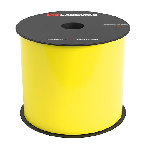 LabelTac LT4/LTPX Vinyl Labeling Supply (Hi-Vis Yellow, 4in x 150ft) | Print Long-Lasting Labels on Durable Water & Chemical Resistant Vinyl - Ideal for a Wide Range of Industrial Applications