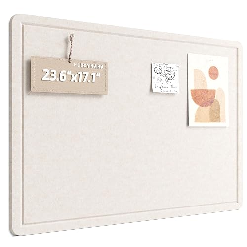 Fluxynara Felt Bulletin Board, 23.6"x17.1", Oatmeal | Cork Board Alternative with Removable Adhesive Tabs, Foldable Felt Pin Board for Home, Office, Classroom & Dorm