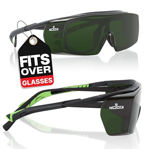 NoCry Welding Glasses — Shade 5, ANSI Z87 IR Safety Sunglasses Over Glasses | 2% VLT, UV400, Anti-Scratch, Side Shields, Adjustable Temples, Oxy-Fuel Welding Safety Glasses For Men, Cutting and Brazing