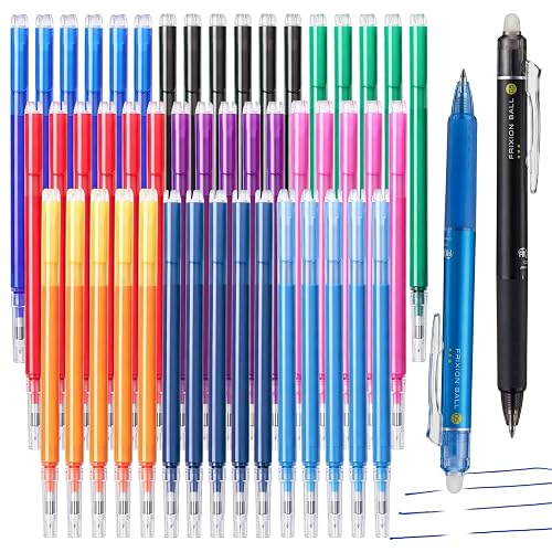 Marspark 48 Pcs 0.7mm Erasable Gel Ink Pen Refills, 9 Assorted Colors | Compatible with Frixion Pen, Erasable Smooth Writing Fine Point Refill, Art Drawing Writing School Office Home Supplies